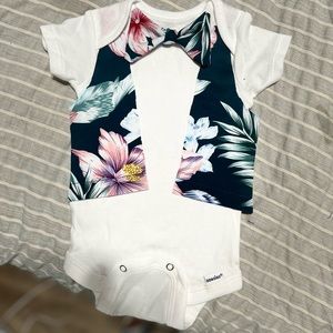 Handmade baby onesie with vest and bow tie